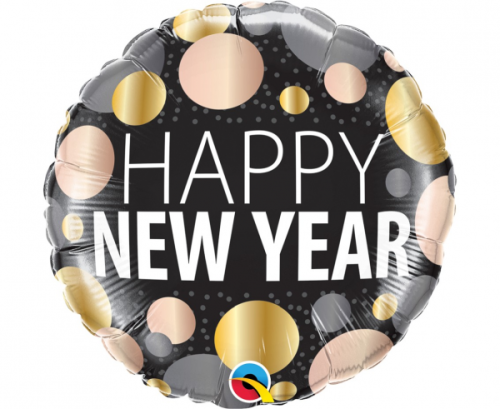 Balloon folic 18 inches QL CiR - New Year metalic Dots Balloon folic 18 inches QL CiR - New Year metalic Dots