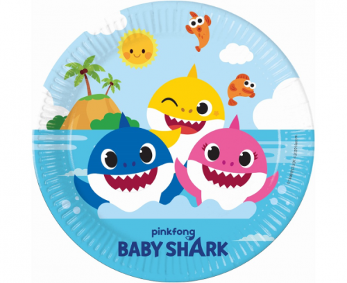 Baby shark paper plates, 23 cm, 8 pcs