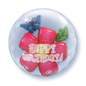Воздушный шар фольгированный 24 "QL Bubble double" Цветочный шарик HBDAY "