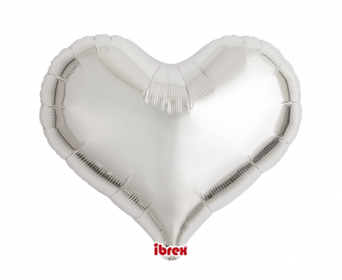 Ibrex hēlija balons, Jelly Heart 18", Metallic Silver, 5 gab.