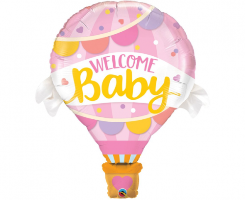Folijas balons 42 collas QL SHP Welcome Baby rozā
