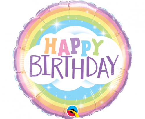 Foil balloon 18 inches QL CiR HAPPY BiRTHDAY RAiNBOW