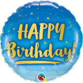 Foil balloon18 inches QL CiR - BDAY Gold & Blue