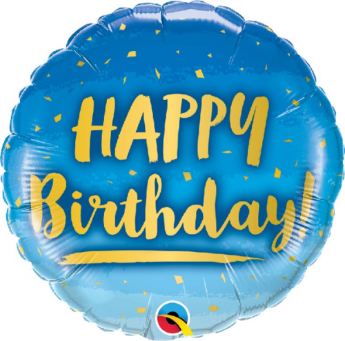 Foil balloon18 inches QL CiR - BDAY Gold & Blue