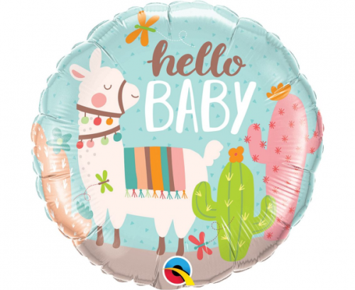 Foil balloon 18 inches QL CiR - Hello Baby LLama