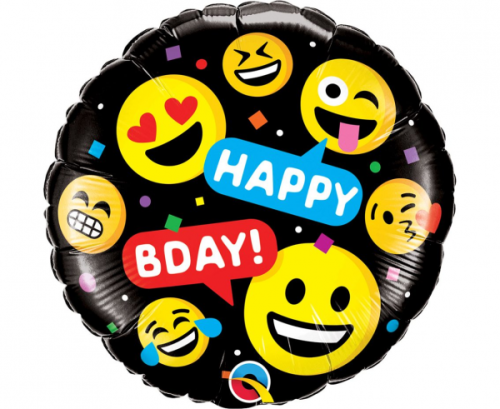 Foil balloon 18 inches QL CiR - Smiling Happy BDAY!