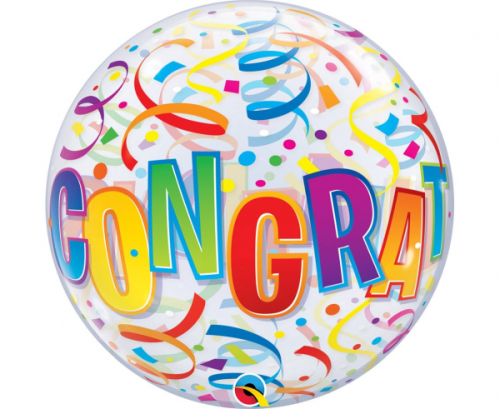 Воздушный шар из фольги 22 дюйма QL Bubble Congratulations Воздушный шар из фольги 22 дюйма QL Bubble Congratulations