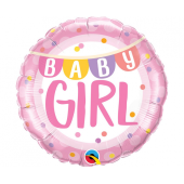 Foil balloon 18 inches QL CiR - Baby Girl Banner & Dots