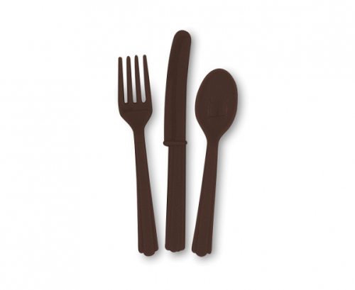 Set 18, pcs. cutlery brown (6 spoons, 6 knives, 6 forks) Set 18, pcs. cutlery brown (6 spoons, 6 knives, 6 forks)