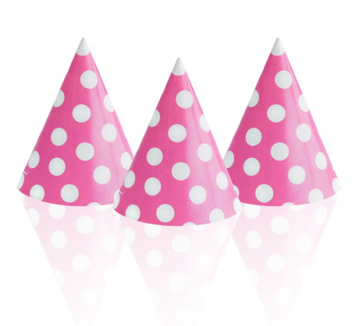 Papīra cepures Polka Dots, rozā / 100 gab. Papīra cepures Polka Dots, rozā / 100 gab.