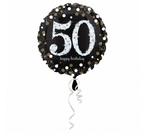 Folijas balons 18 collu CIR dzirkstošais dzimšanas diena 50 Folijas balons 18 collu CIR dzirkstošais dzimšanas diena 50