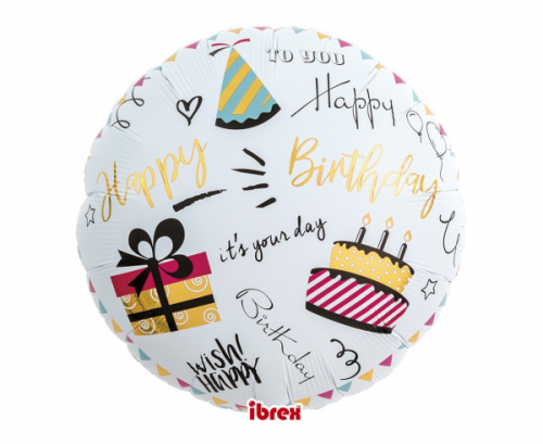Ibrex hēlija balons, 14. kārta", Happy Birthday Party, iepakots Ibrex hēlija balons, 14. kārta", Happy Birthday Party, iepakots