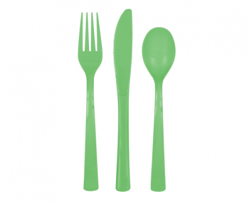 Set 18, green cutlery (6 spoons, 6 knives, 6 forks)