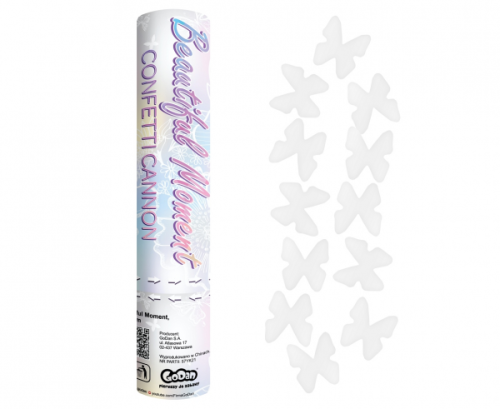 Confetti Cannon Beautiful Moment, white paper butterfly, 15 cm Confetti Cannon Beautiful Moment, white paper butterfly, 15 cm