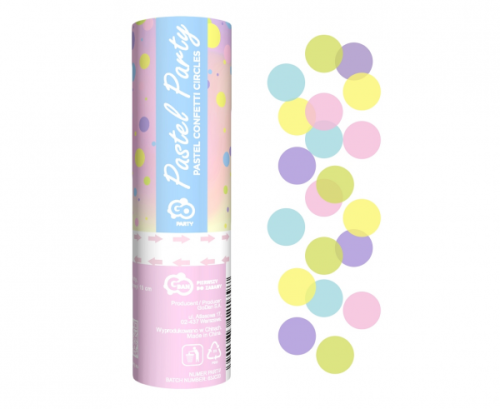 Конфетти Cannon Pastel Party, круги из разноцветной бумаги, 15 см