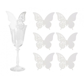 Butterflie glasses place cards, white, 6 pcs