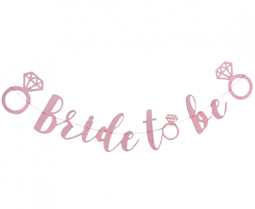 Bride to be paper garland, glitter pink, 300 cm