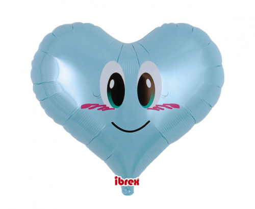 Ibrex hēlija balons, Jelly Heart 14", Smile Angel PL Blue, iepakots