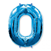Воздушный шар фольгированный FX - &quot;Номер 0&quot; синий, 85 см.