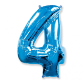 Воздушный шар фольгированный FX - &quot;Номер 4&quot; синий, 85 см.
