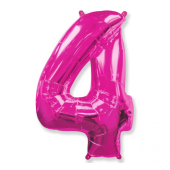 Воздушный шар фольгированный FX - &quot;Номер 4&quot; розовый 85 см.