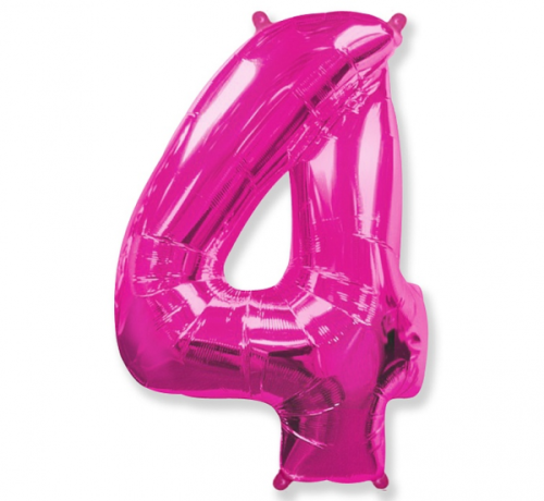Folijas balons FX - "Numurs 4" rozā 85 cm