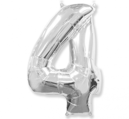 Folijas balons FX - "Numurs 4" sudrabs 85 cm