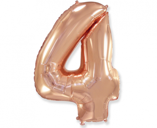 Folijas balons FX - &quot;Numurs 4&quot; rozā-zelts, 85 cm