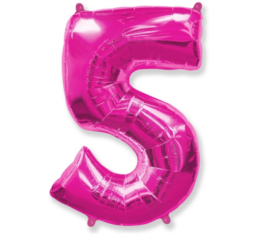 Folijas balons FX - "Numurs 5" rozā 85 cm
