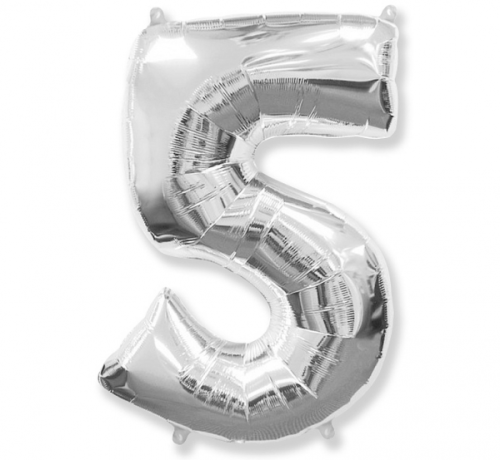 Folijas balons FX - "Numurs 5" sudrabs 85 cm