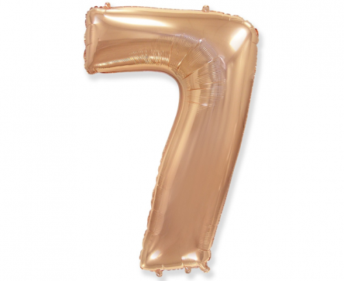 Воздушный шар фольгированный FX - &quot;Номер 7&quot; розово-золото, 85 см.