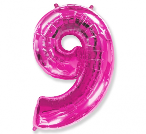 Folijas balons FX - &quot;Numurs 9&quot; rozā 85 cm