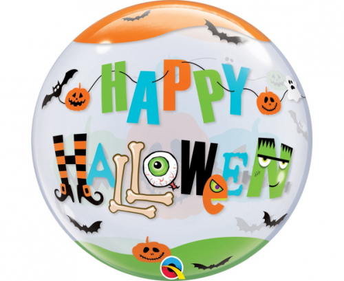 Folija balons 22" QL Single Bubble Happy Halloween