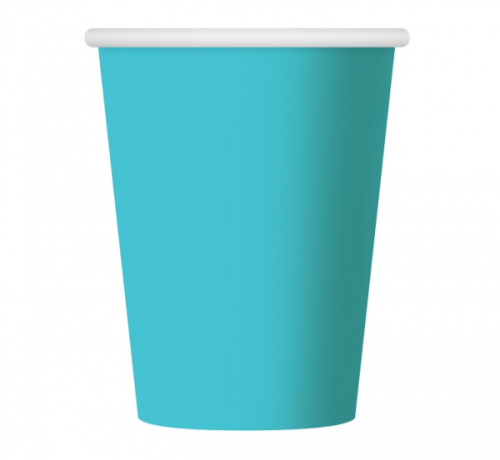 Paper cups, solid colour, light blue, 270 ml / 6 pcs