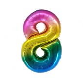 Foil balloon Number 8,rainbow, 78 cm