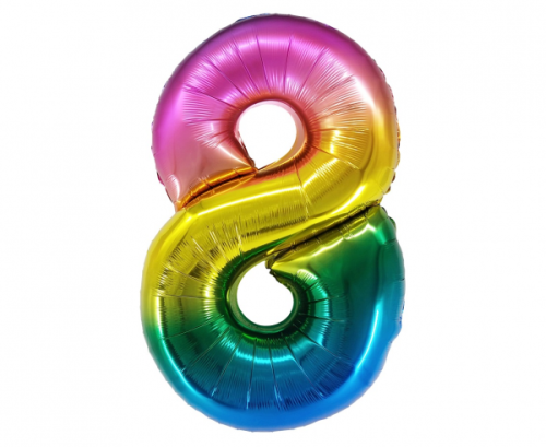 Foil balloon Number 8,rainbow, 78 cm