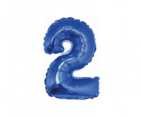 Foil balloon No 2, blue, 35 cm Foil balloon No 2, blue, 35 cm