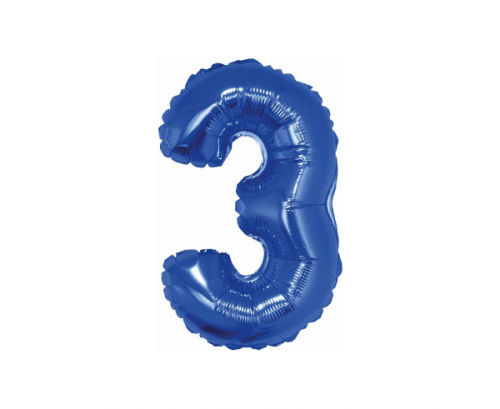 Foil balloon No 3, blue, 35 cm Foil balloon No 3, blue, 35 cm