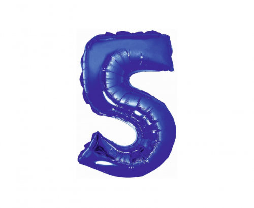 Foil balloon No 5, blue, 35 cm Foil balloon No 5, blue, 35 cm