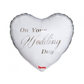 Гелиевый шар Ibrex, сердце 14 дюймов, белый в день вашей свадьбы, в упаковке