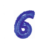 Foil balloon No 6, blue, 35 cm