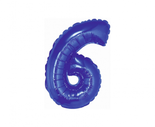 Foil balloon No 6, blue, 35 cm Foil balloon No 6, blue, 35 cm