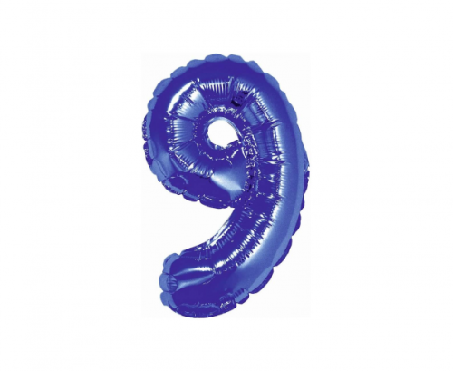 Folija balons "Cipars 9" , zils, 35 cm Folija balons "Cipars 9" , zils, 35 cm