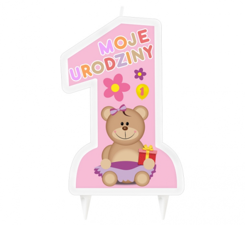 1st Birthday Candle, pink 1st Birthday Candle, pink