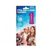 Folijas balons Nr.1, rozā, 35 cm