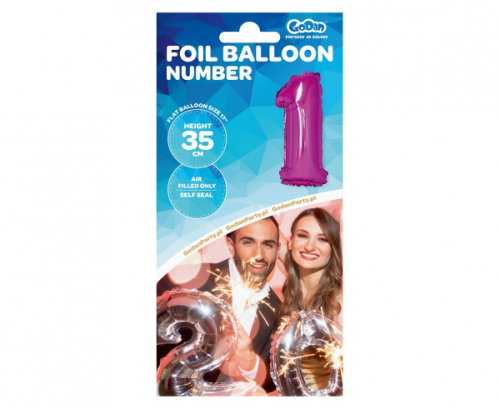 Folijas balons Nr.1, rozā, 35 cm