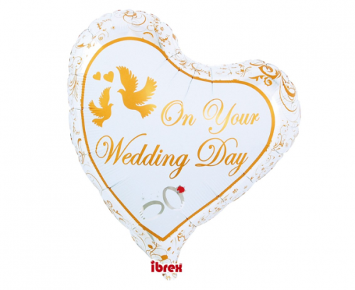 Гелиевый шар Ibrex, Sweet Heart 14 &quot;, свадебные голуби и кольца, в упаковке