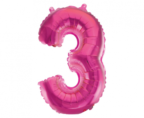 Folijas balons Nr.3, rozā, 35 cm