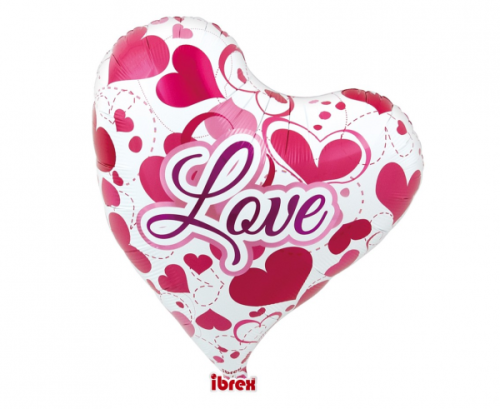 Ibrex hēlija balons, Sweet Heart 14", Love Hearts, iepakots