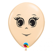 Balloon QL with printing Female Face, flesh-coloured pastel / 100 pcs.
